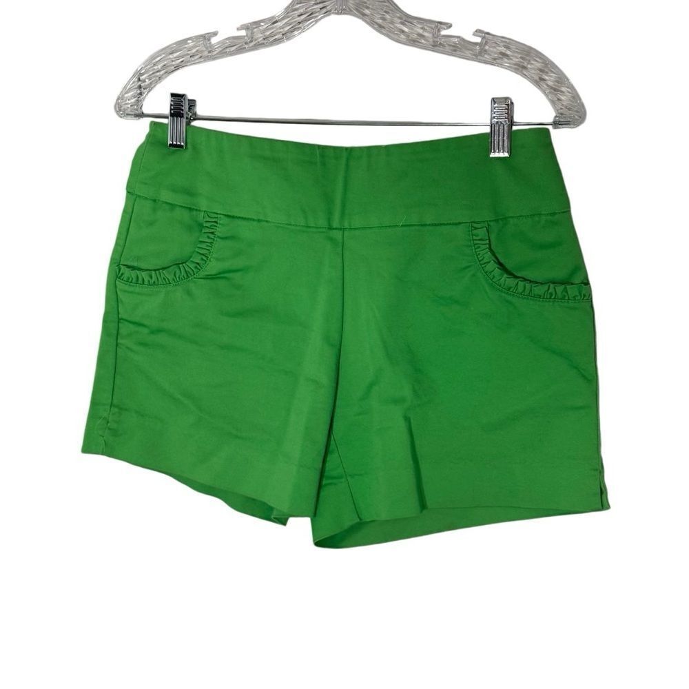 Crown and Ivy Green Pull On Elastic Waist Ruffle Cotton Shorts Size 4
